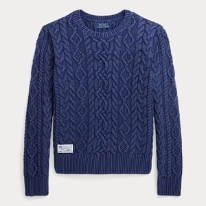 Girls Polo by Ralph Lauren Blue Aran-Knit Sweater